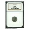 Image 1 : 1865 3CN MS66 NGC. Light golden-gray patina overl