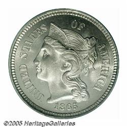 1865 3CN MS67 PCGS. The Three Cent Nickel was int