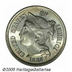 1885 3CN MS66 PCGS. A lovely, well frosted exampl