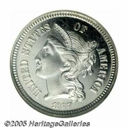 1867 3CN PR66 S Cameo NGC. Pastel powder-blue and
