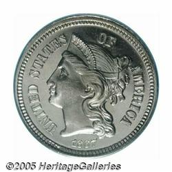 1867 3CN PR66 Cameo PCGS. One of two 1867 Three C