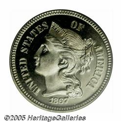 1867 3CN PR66 Deep Cameo PCGS. An absolutely sple