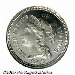 1876 3CN PR67 S Cameo NGC. Brilliant overall with