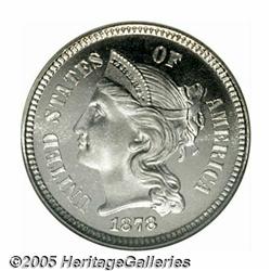1878 3CN PR67 Ultra Cameo NGC. The portrait has e