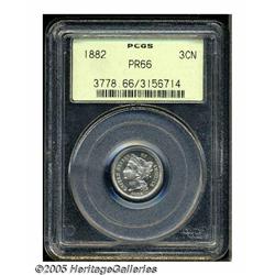 1882 3CN PR66 PCGS. Delicately toned in chestnut 