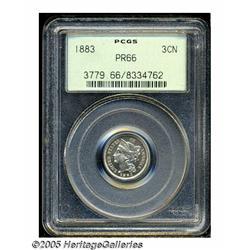 1883 3CN PR66 PCGS. Wisps of pale olive color ado