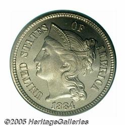 1884 3CN PR67 Cameo PCGS. Some opaque, reddish-go
