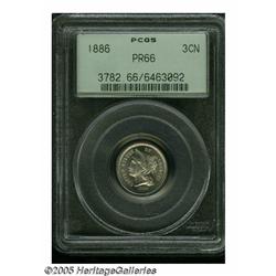1886 3CN PR66 PCGS. A proof-only date, the presen