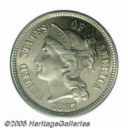 1887 3CN PR66 Cameo PCGS. Only the lightest trace