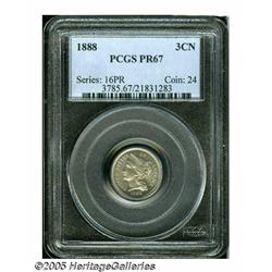 1888 3CN PR67 PCGS. Honey and pearl-gray colors e