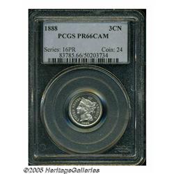 1888 3CN PR66 Cameo PCGS. A nicely contrasted cam