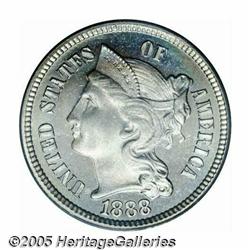 1888 3CN PR64 Deep Cameo PCGS. A liberally froste