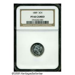 1889 3CN PR66 Cameo NGC. Sharply struck and seemi