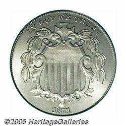 1871 5C MS66 PCGS. Satiny with impeccably smooth 