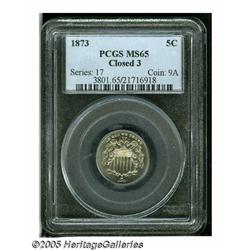 1873 5C Closed 3 MS65 PCGS. A well struck and hig