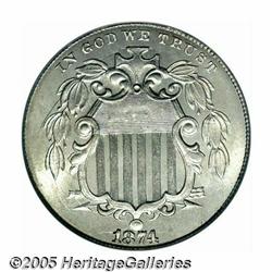 1874 5C MS66 PCGS. Mostly brilliant with bright, 