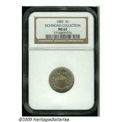 1882 5C MS65 NGC. Ex: Richmond Collection. Champa