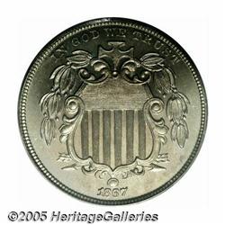 1867 5C No Rays PR65 PCGS. Dazzling mirrored refl