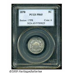 1870 5C PR65 PCGS. Faint tan color occupies each 