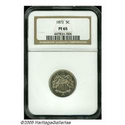 1872 5C PR65 NGC. Bright, brilliant surfaces exhi