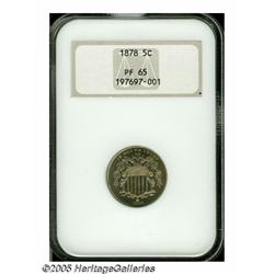 1878 5C PR65 NGC. A well frosted, needle-sharp sp