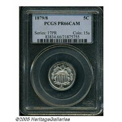 1879/8 5C PR66 Cameo PCGS. An absolutely beautifu