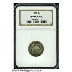 1881 5C PR67 Cameo NGC. Brilliant and deeply mirr