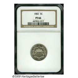 1882 5C PR66 NGC. Luminous nickel-gray surfaces d