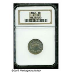 1882 5C PR67 NGC. Light-orange iridescence shimme