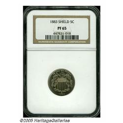1883 5C PR65 NGC. Delicate champagne color is ove