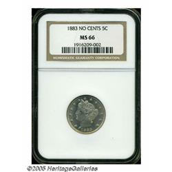 1883 5C No Cents MS66 NGC. Adequately struck, exc