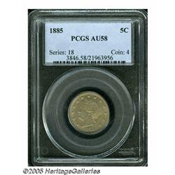 1885 5C AU58 PCGS. The 1885 is the key date Liber