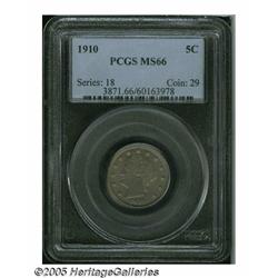 1910 5C MS66 PCGS. Boldly struck, save for slight