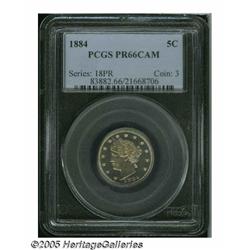 1884 5C PR66 Cameo PCGS. Pretty cameo surfaces th