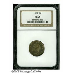 1885 5C PR62 NGC. This is a key-date issue among 