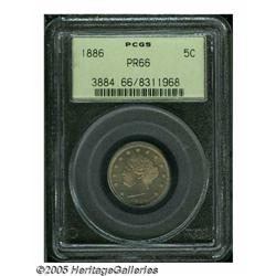 1886 5C PR66 PCGS. Light peach and sky-blue color