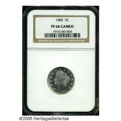 1886 5C PR66 Cameo NGC. Fully struck with rich de