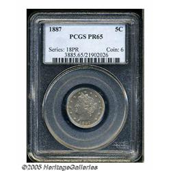 1887 5C PR65 PCGS. Both sides of this nicely mirr