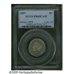 1897 5C PR65 Cameo PCGS. Fully struck with blemis