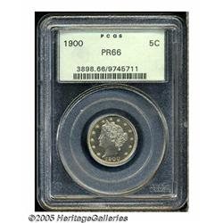 1900 5C PR66 PCGS. A needle-sharp specimen that h