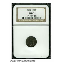 1792 H10C Half Disme, Judd-7, Pollock-7, R.4, MS6