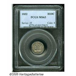 1832 H10C MS63 PCGS. V-6, LM-13, R.3. Dashes of s