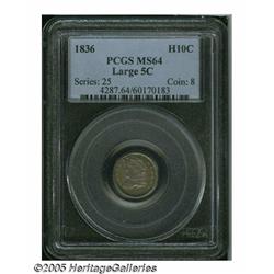 1836 H10C 3/Inverted 3 MS64 PCGS. V-4, LM-3, R.1.