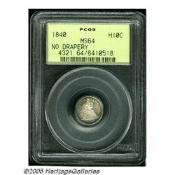 1840 H10C No Drapery MS64 PCGS. Blended sea-green