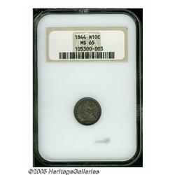 1844 H10C MS65 NGC. Intermingled light and lead-g