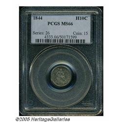 1844 H10C MS66 PCGS. A sharply impressed Gem with