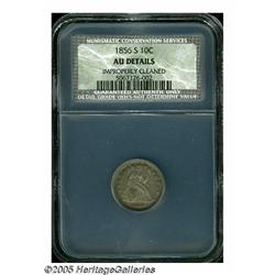 1856-S 10C AU Details, Improperly Cleaned, NCS. F