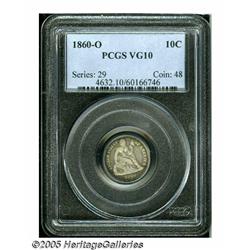 1860-O 10C VG10 PCGS. Only a handful of pieces su