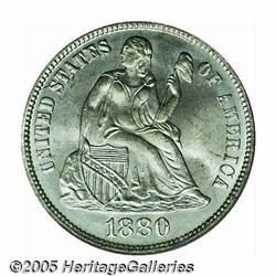 1880 10C MS67 PCGS. Like the similarly dated Quar