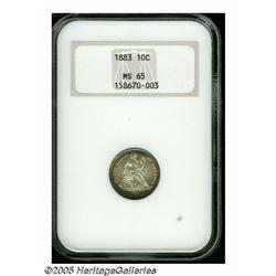 1883 10C MS65 NGC. Fully lustrous surfaces are ba